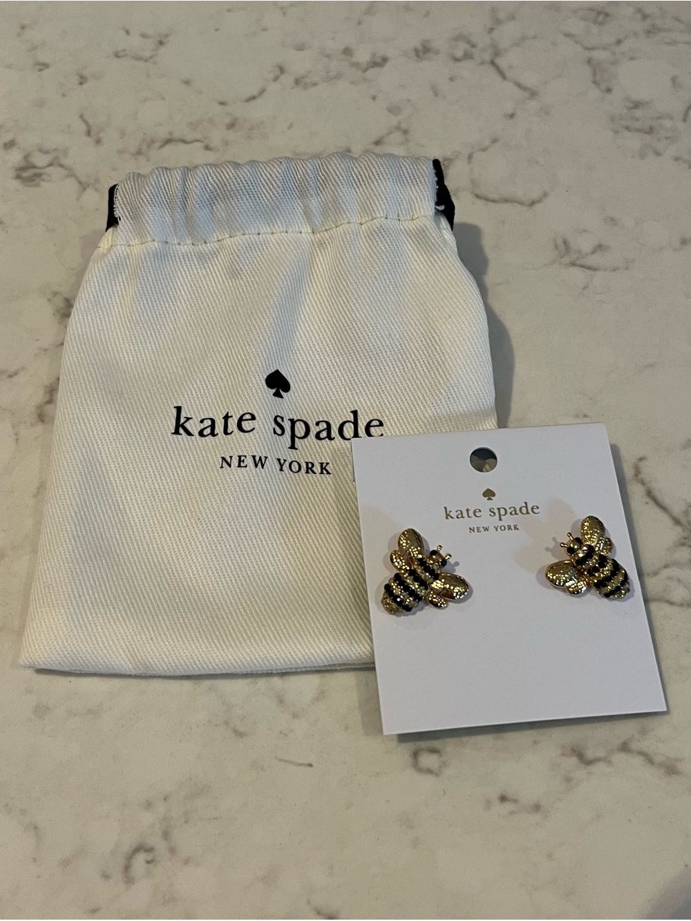 kate spade Gold and Black Bee Stud Earrings
